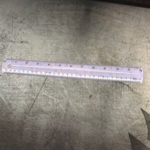 Purple and White ruler with pug dog in yellow striped sweater design NWT